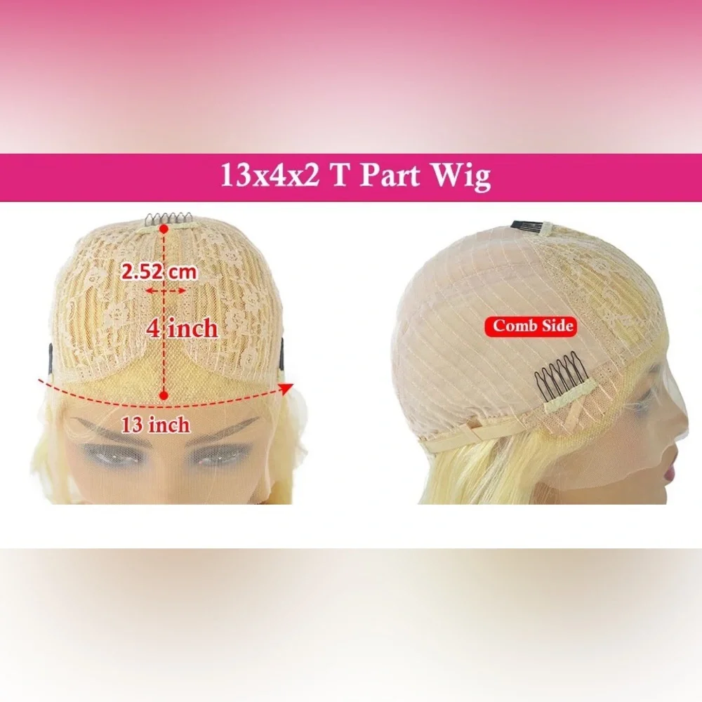 NWT ash blonde human hair wig highlights 100%virgin Remy preplucked hand tied 32